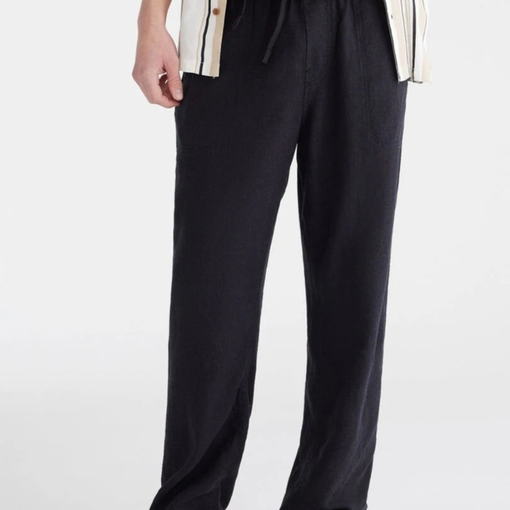 NWT Men's Aero Linen Blend Pull On Pants in Black Size Medium